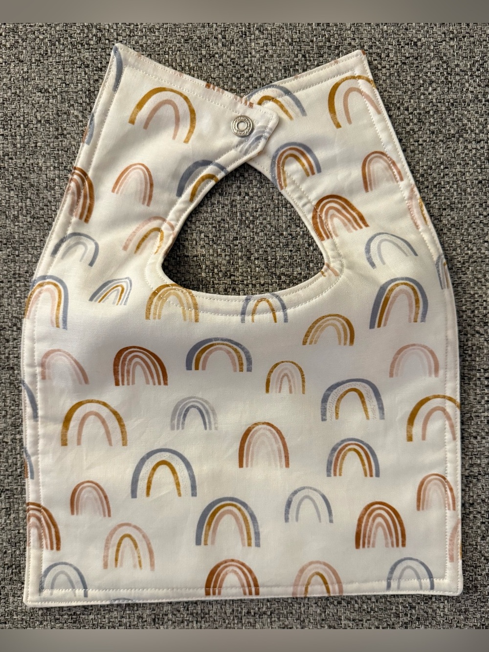 NEW hand-sewn bib - Neutral Rainbow